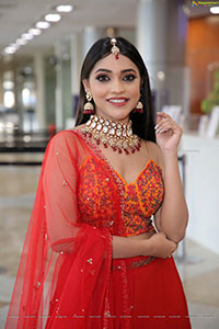 Ishwarya Vullingala in Red Designer Lehenga Choli