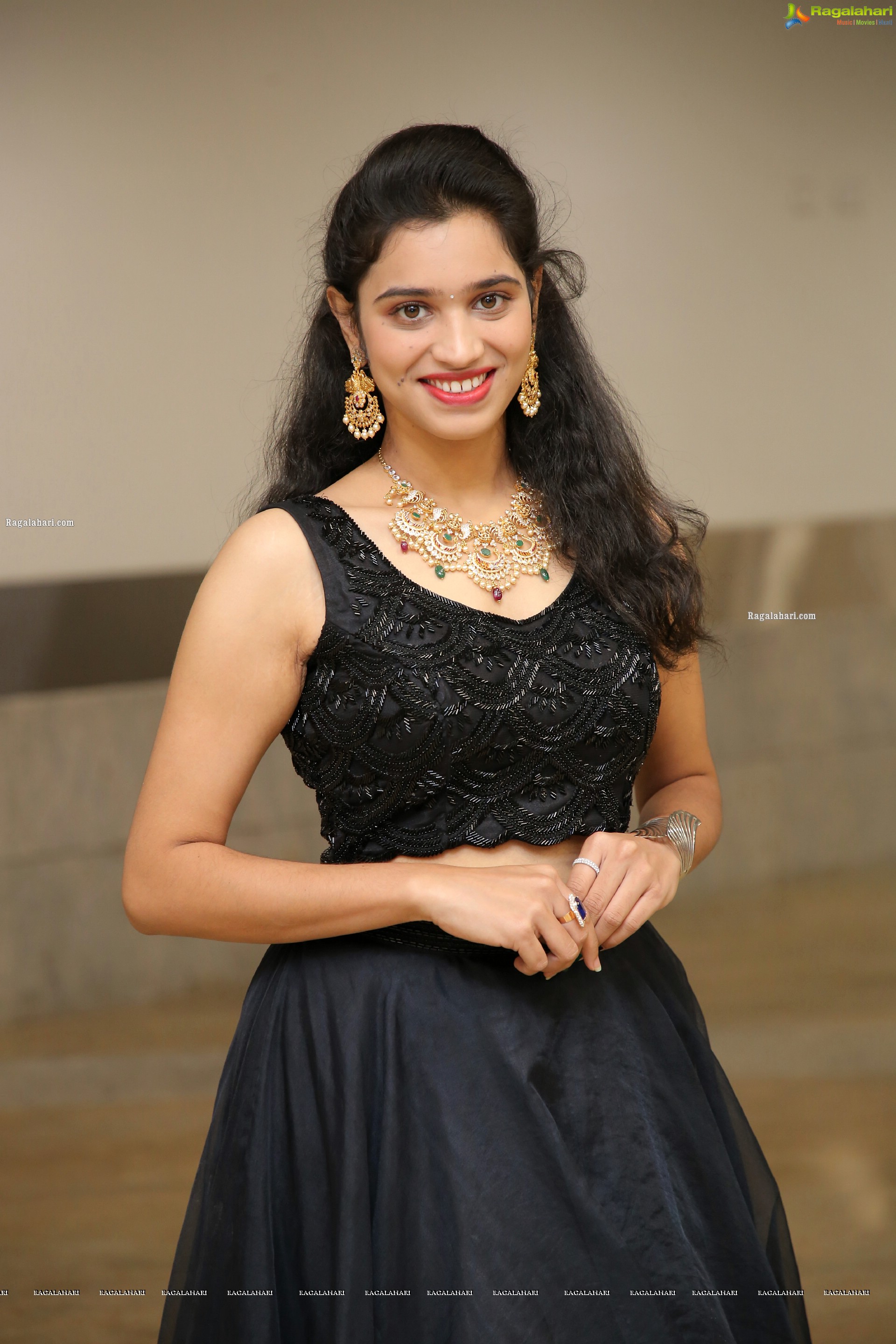 Priyanka Chowdary in Black Designer Lehenga, HD Photo Gallery