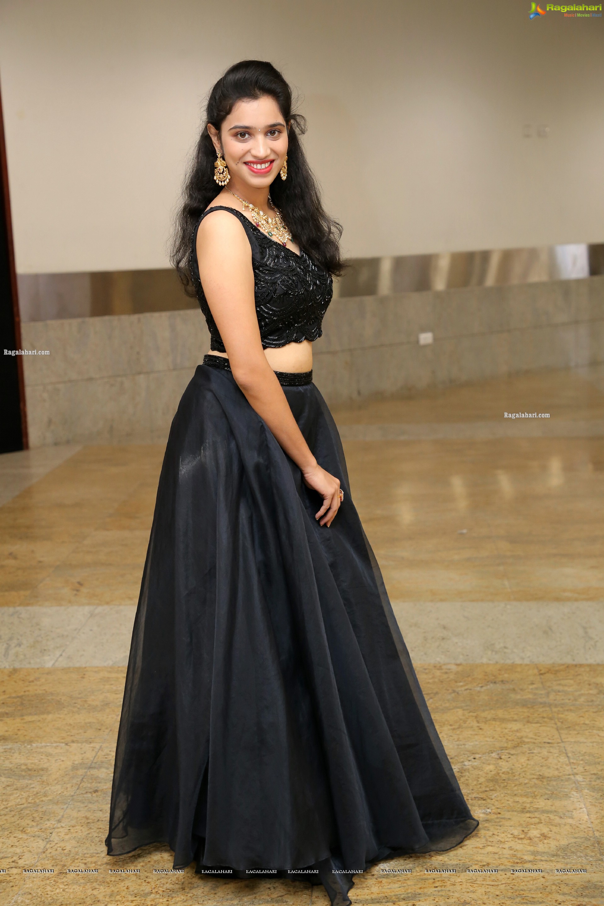 Priyanka Chowdary in Black Designer Lehenga, HD Photo Gallery