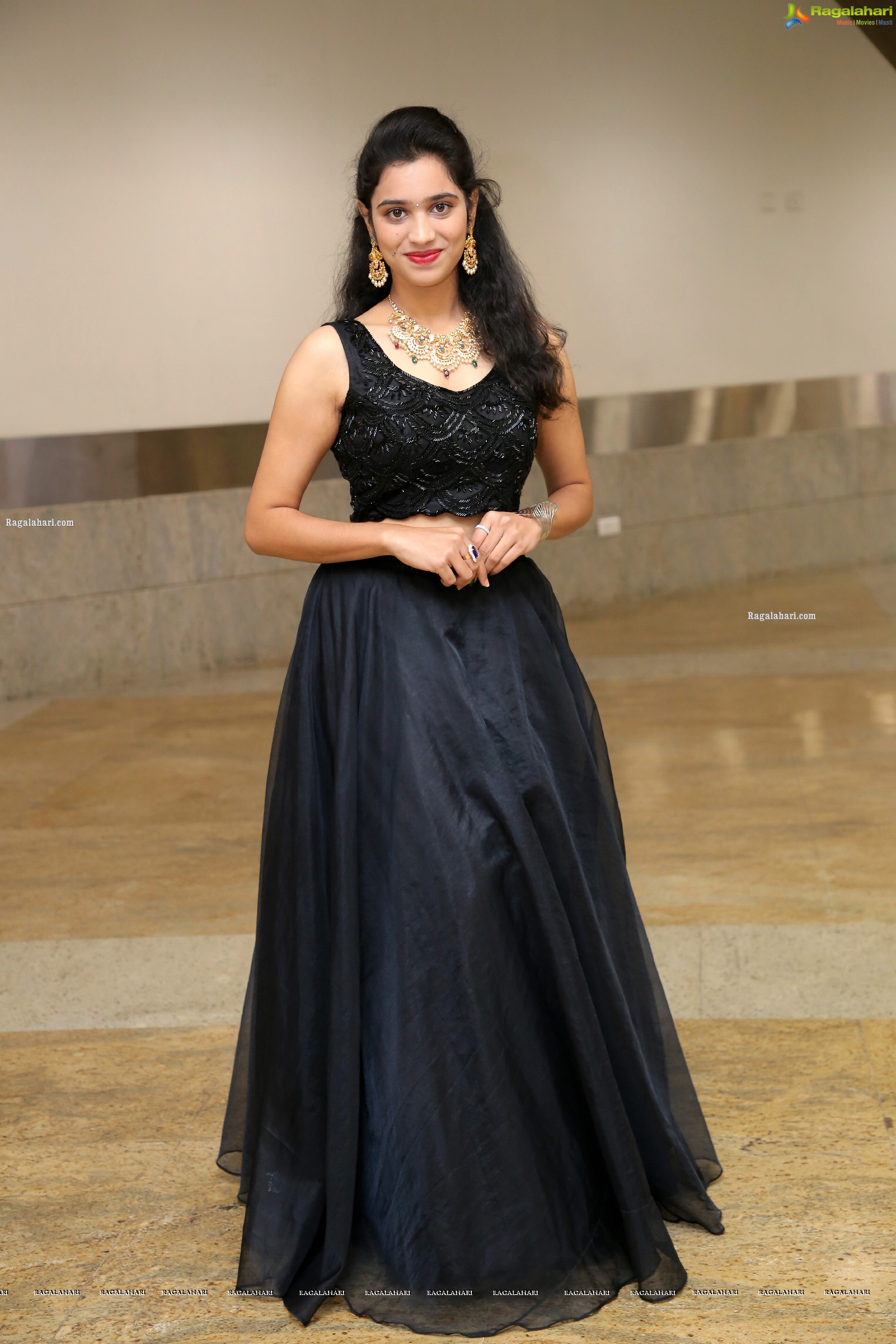 Priyanka Chowdary in Black Designer Lehenga, HD Photo Gallery