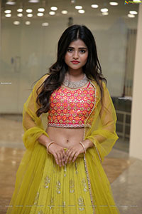 Rishika Nisha in Lime Green Frill Lehenga