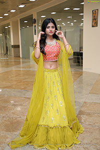 Rishika Nisha in Lime Green Frill Lehenga