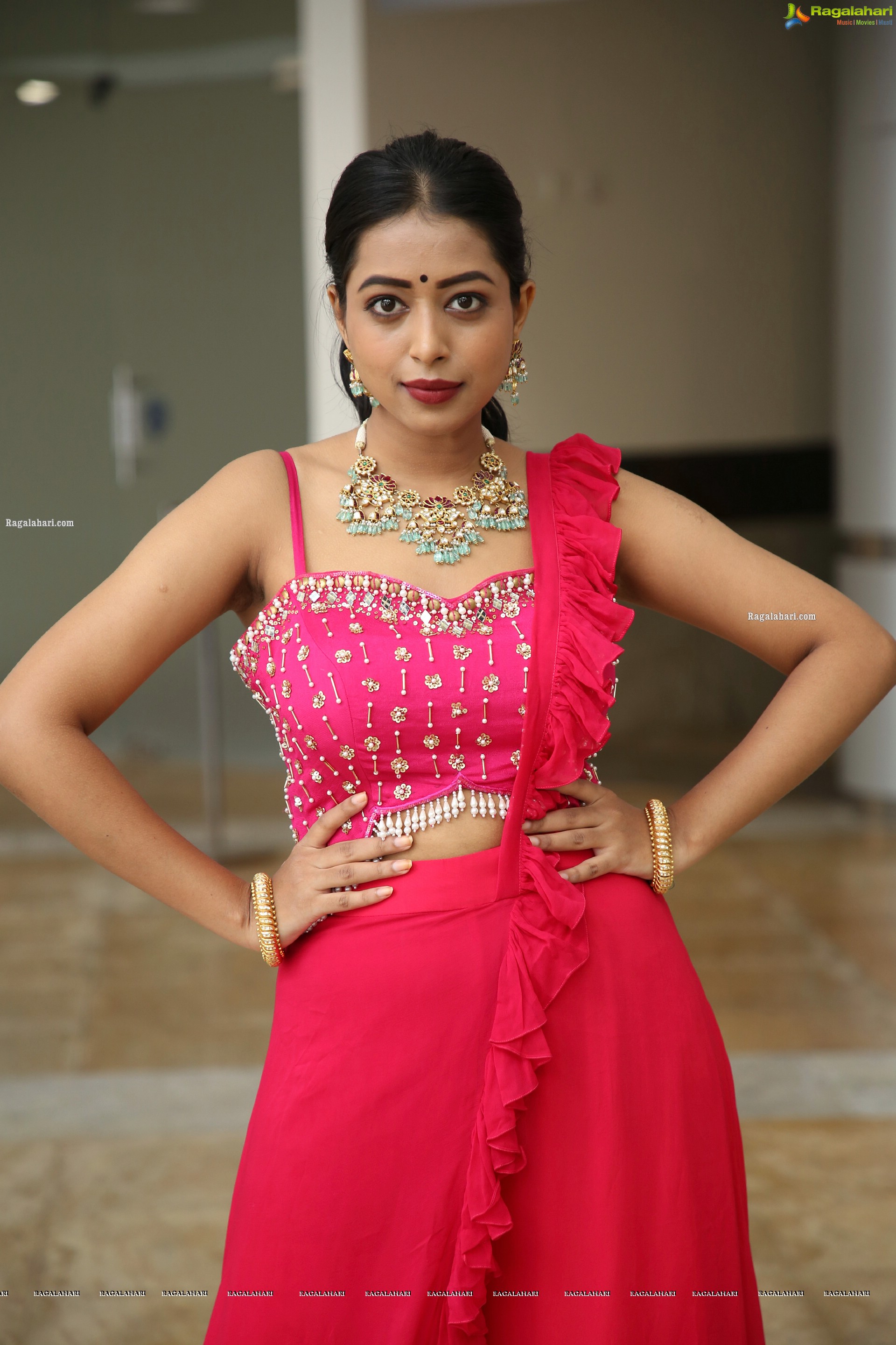 Rittika Chakraborty in Pink Designer Lehenga, HD Photo Gallery