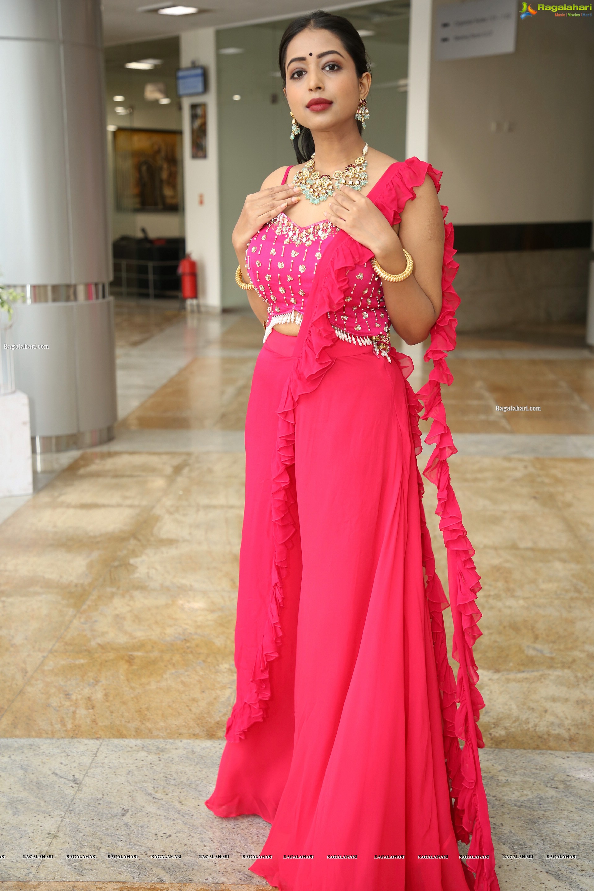 Rittika Chakraborty in Pink Designer Lehenga, HD Photo Gallery