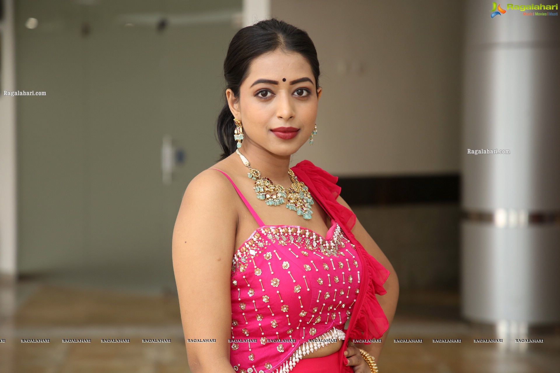 Rittika Chakraborty in Pink Designer Lehenga, HD Photo Gallery