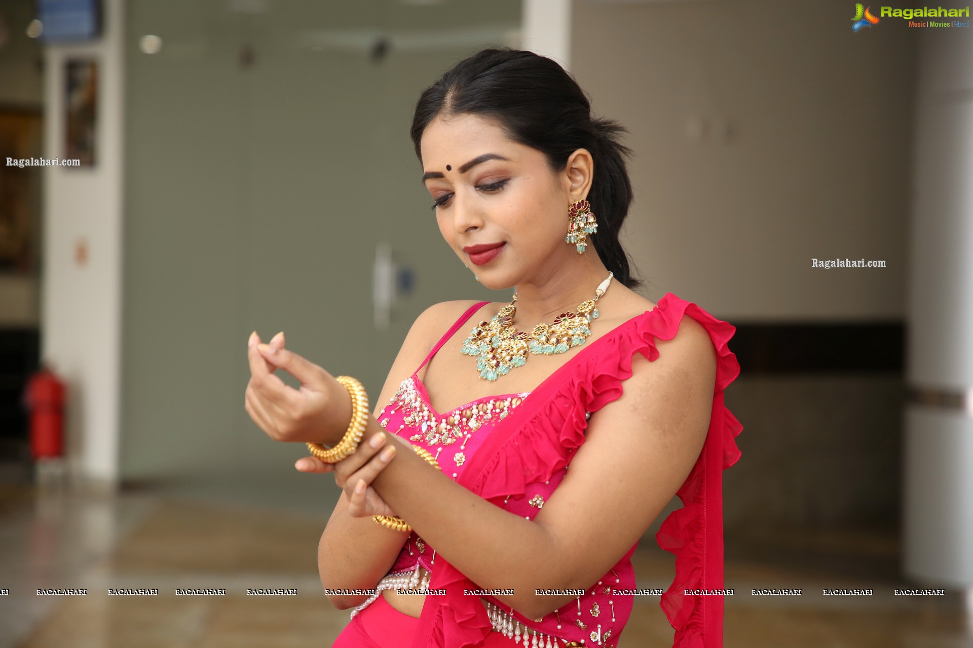 Rittika Chakraborty in Pink Designer Lehenga, HD Photo Gallery