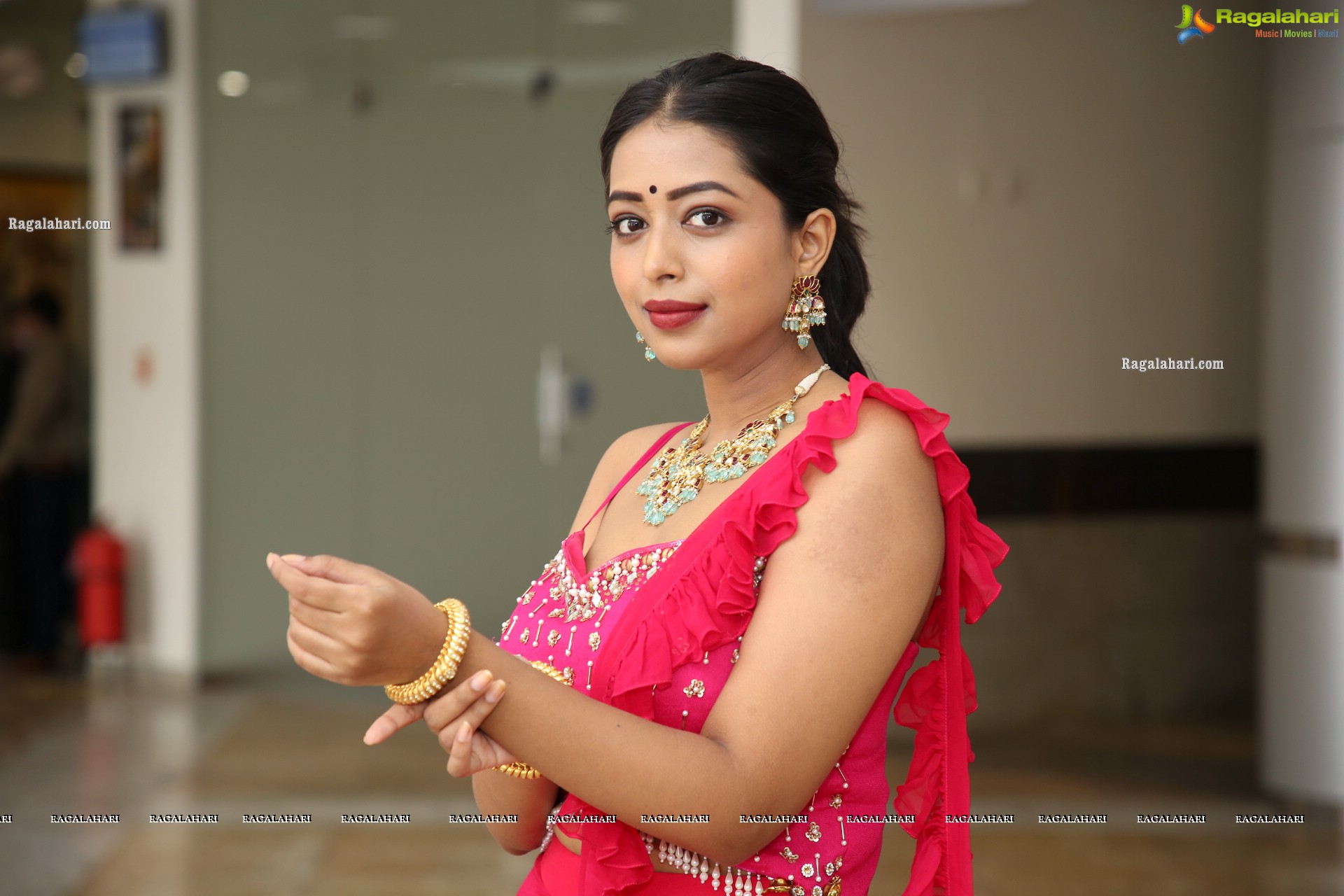 Rittika Chakraborty in Pink Designer Lehenga, HD Photo Gallery