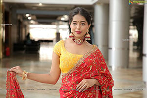 Rittika Chakraborty in Red Designer Saree