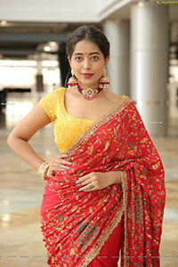 Rittika Chakraborty in Red Designer Saree