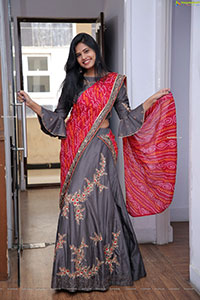 Model Sahasra Reddy Stills in Designer Lehenga Choli