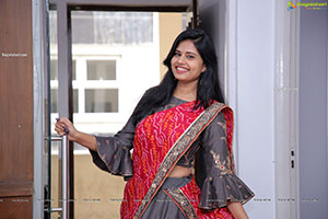 Model Sahasra Reddy Stills in Designer Lehenga Choli