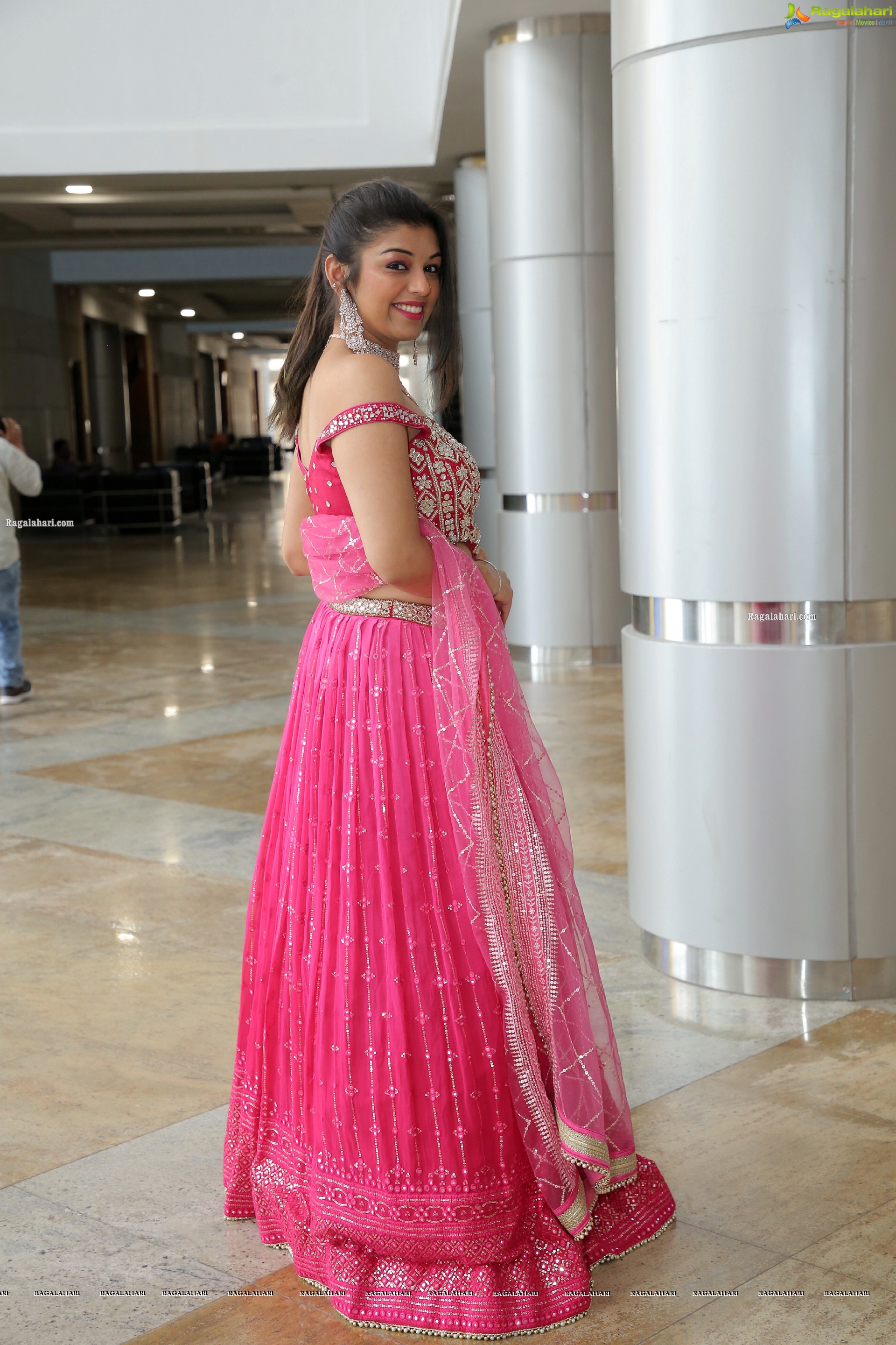 Shruthi Sharma in Pink Designer Lehenga Choli, HD Photo Gallery