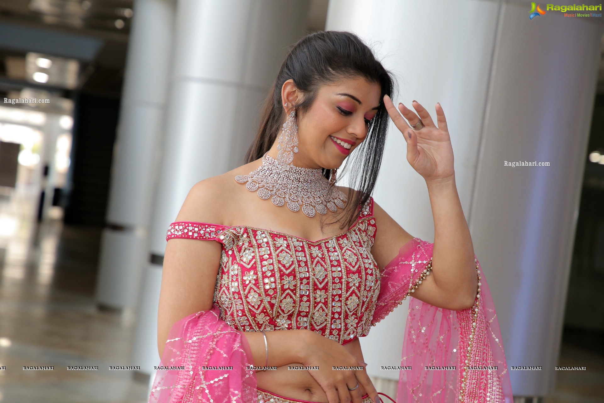 Shruthi Sharma in Pink Designer Lehenga Choli, HD Photo Gallery