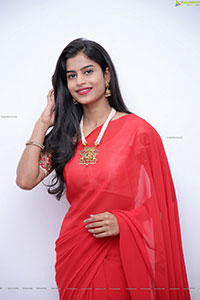 Srilekha HD Stills in Red Saree