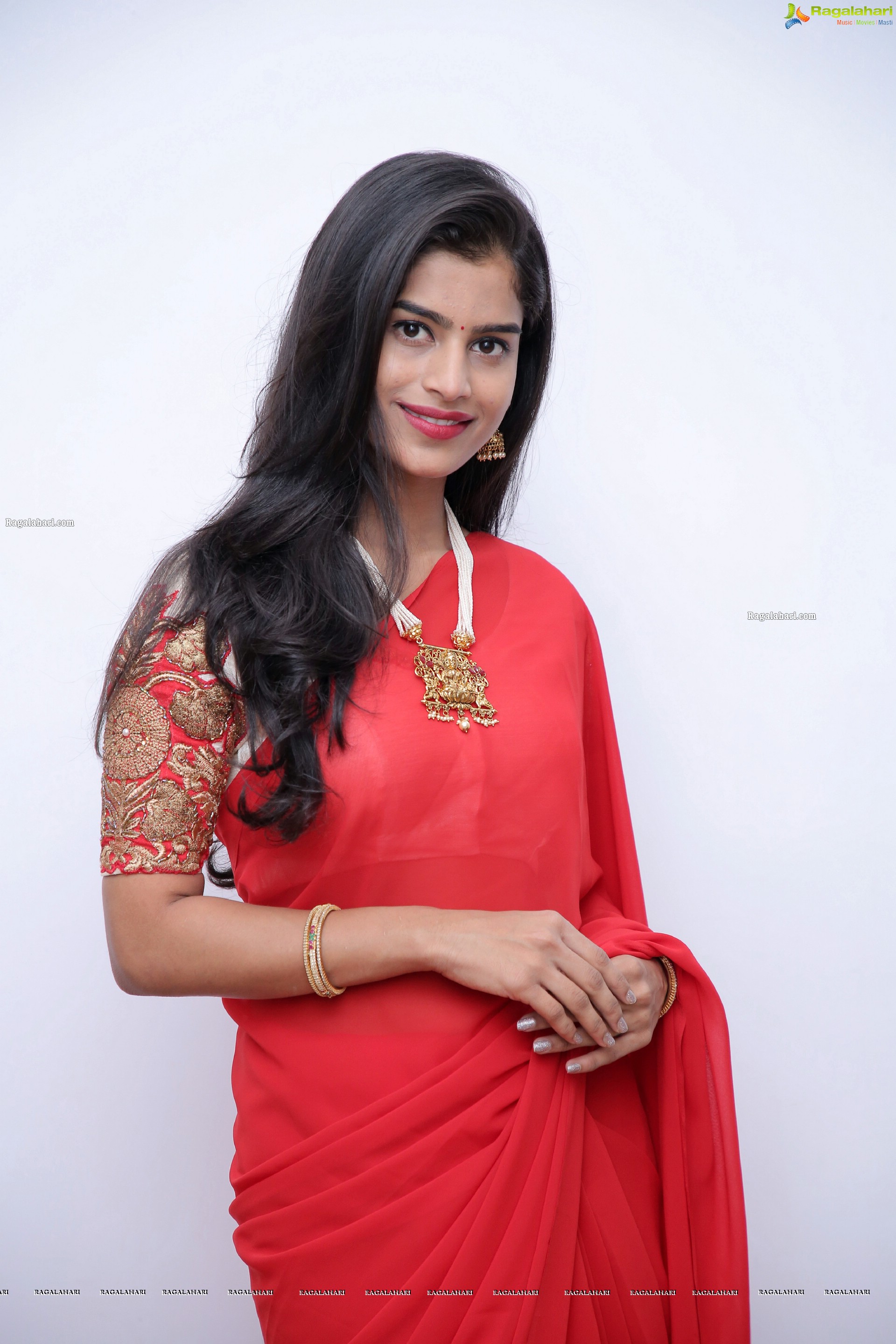 Srilekha Stills in Red Saree, HD Photo Gallery