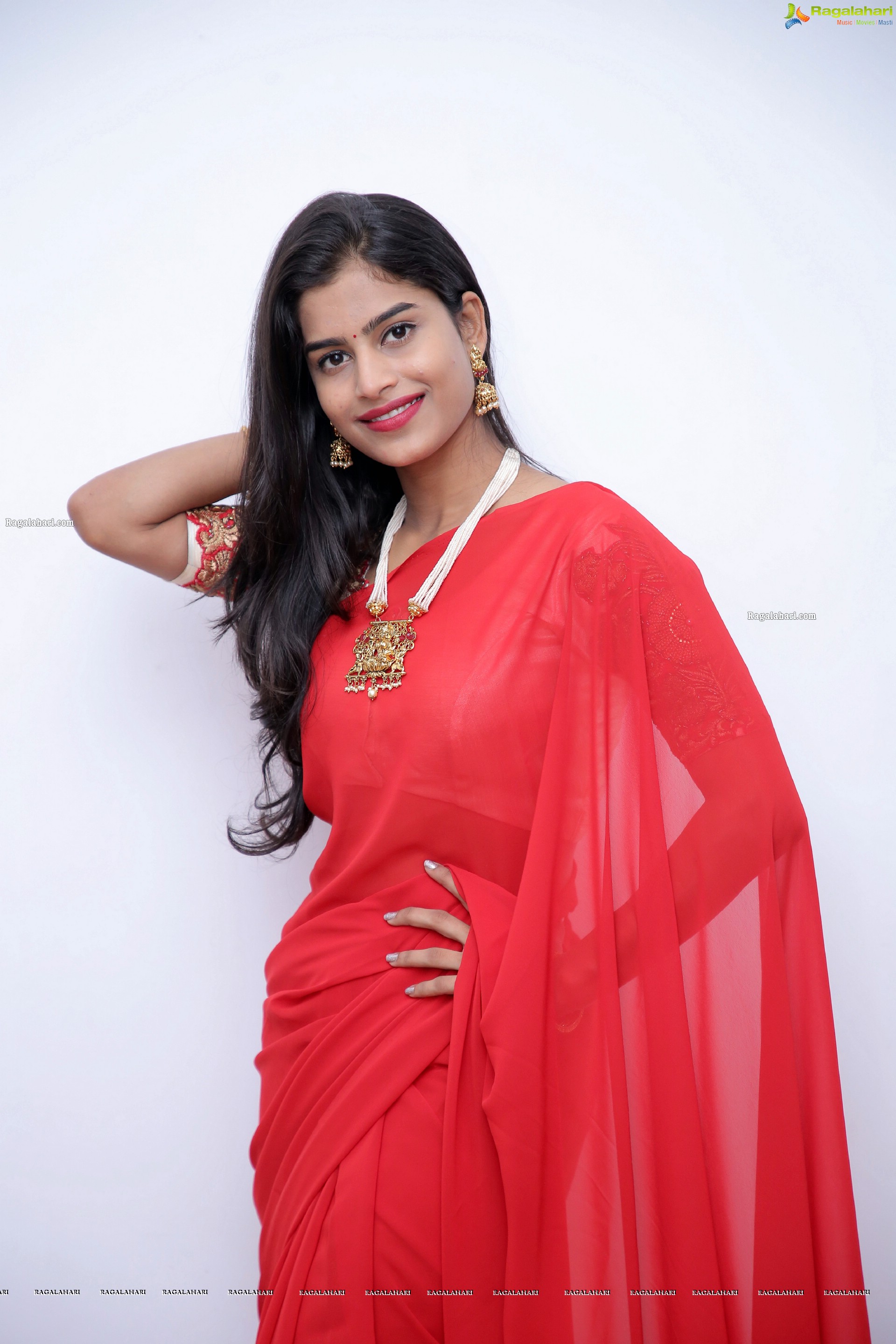 Srilekha Stills in Red Saree, HD Photo Gallery