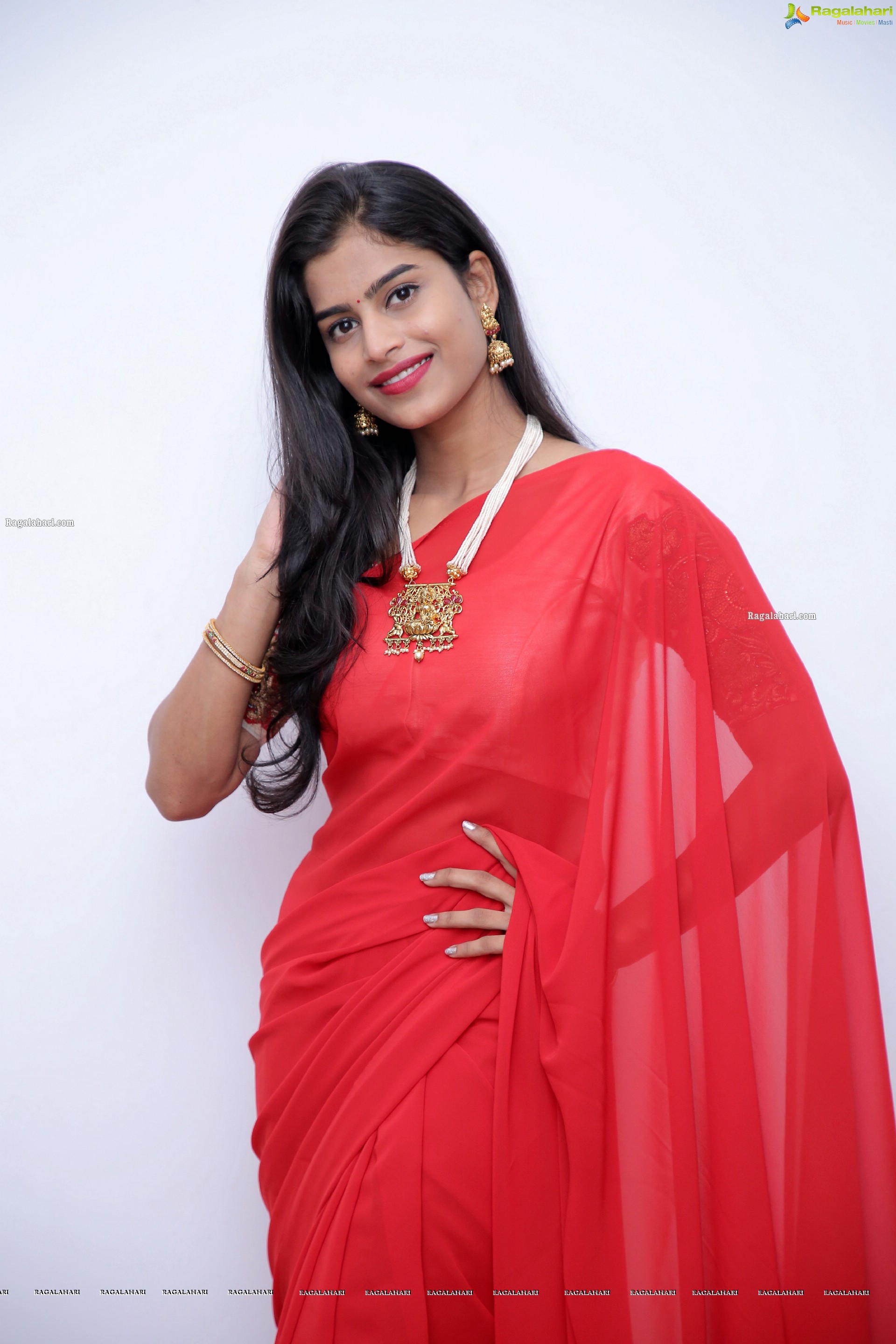 Srilekha Stills in Red Saree, HD Photo Gallery