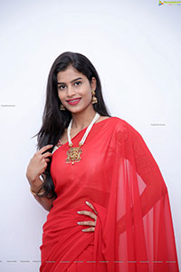 Srilekha HD Stills in Red Saree