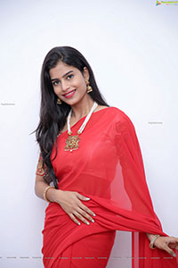 Srilekha HD Stills in Red Saree