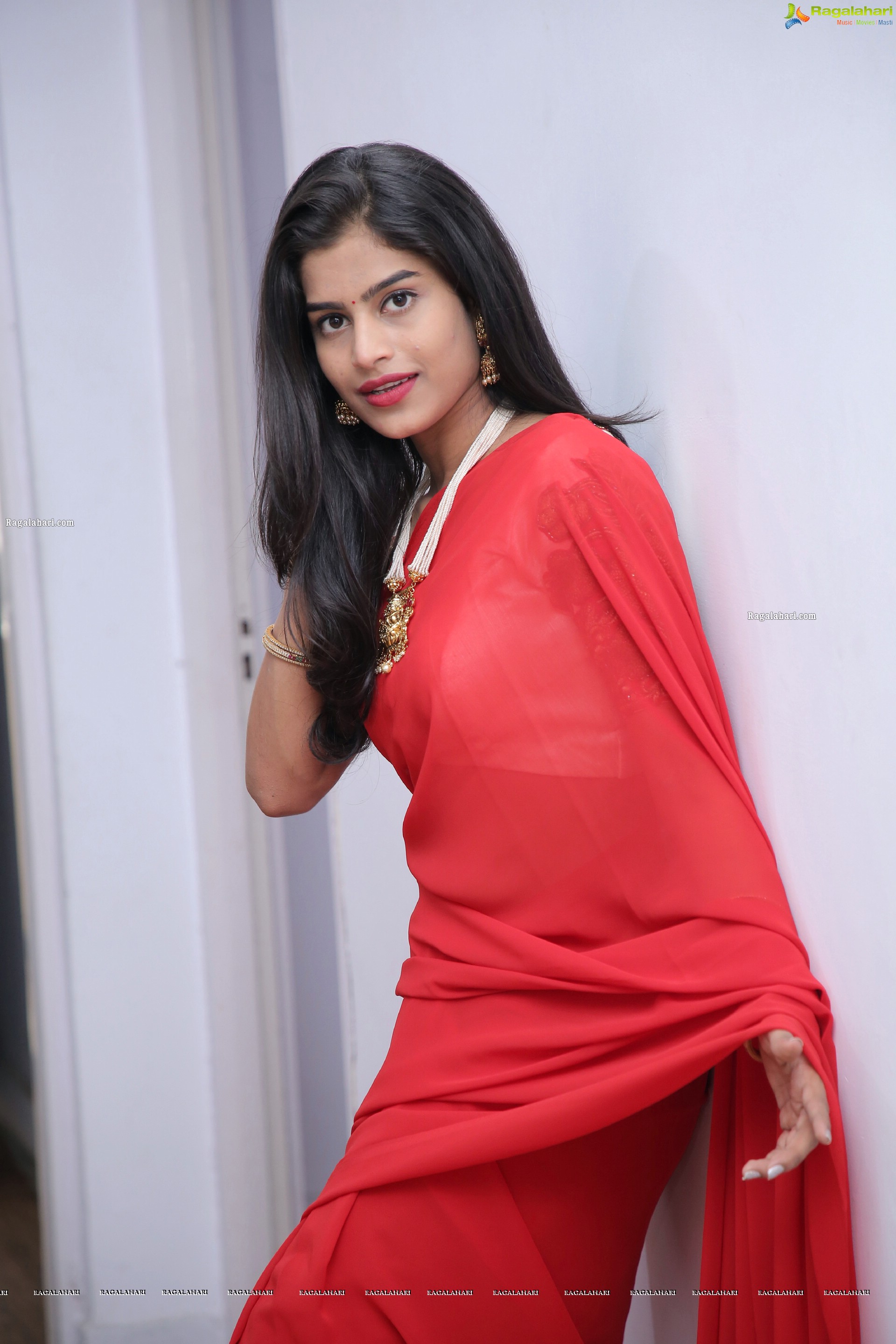 Srilekha Stills in Red Saree, HD Photo Gallery