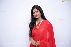 Srilekha HD Stills in Red Saree