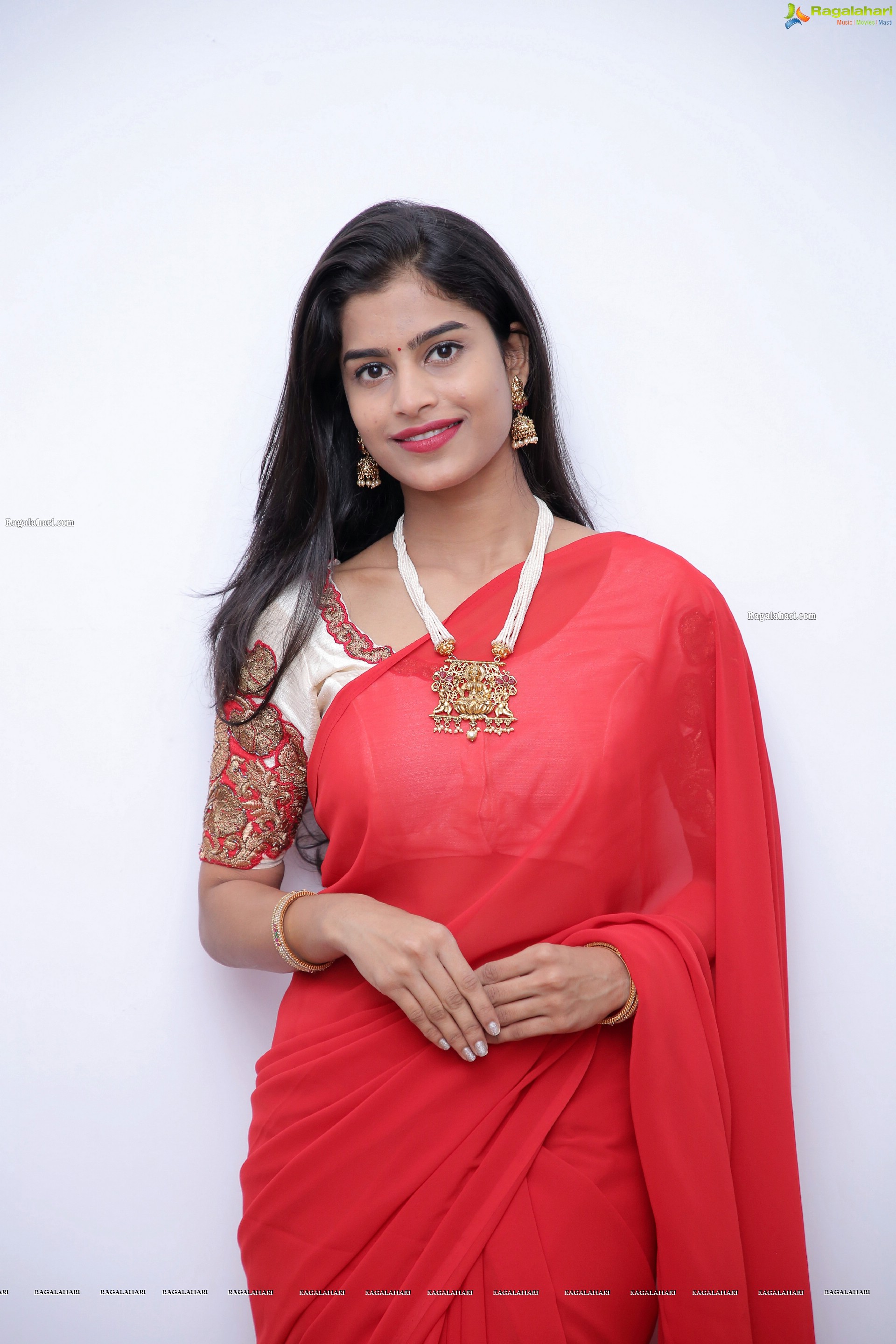 Srilekha Stills in Red Saree, HD Photo Gallery