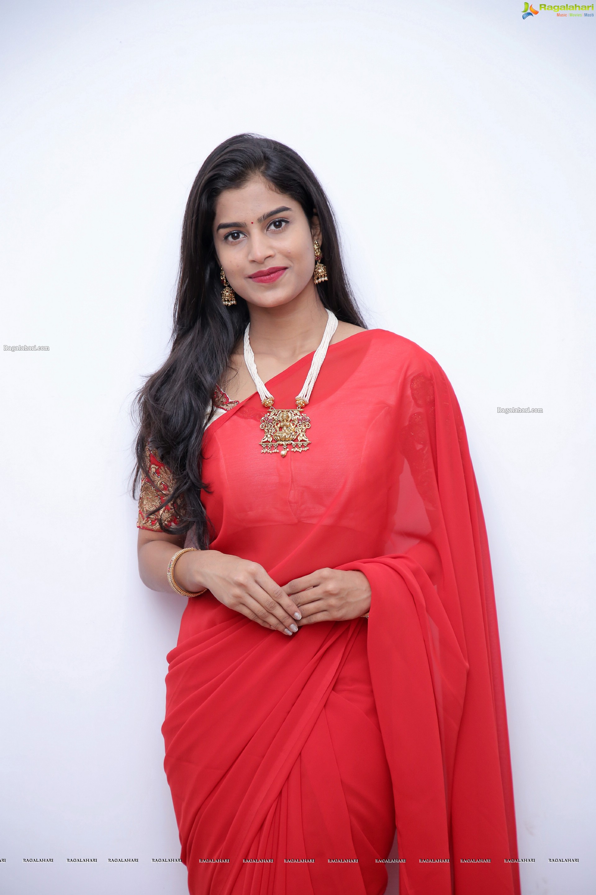 Srilekha Stills in Red Saree, HD Photo Gallery