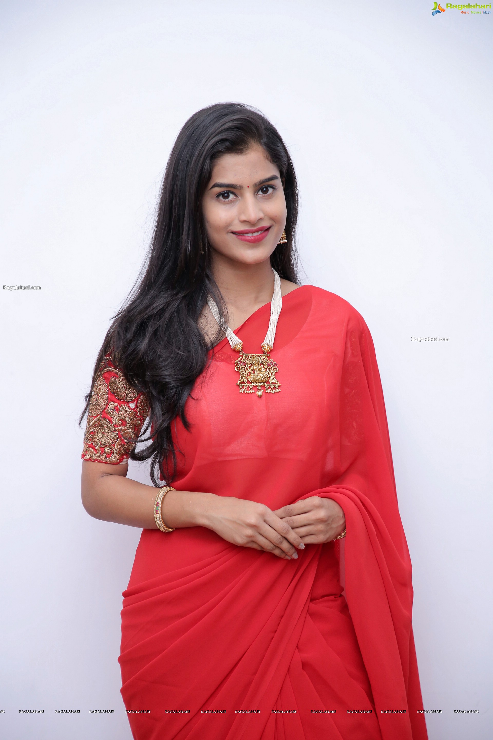 Srilekha Stills in Red Saree, HD Photo Gallery