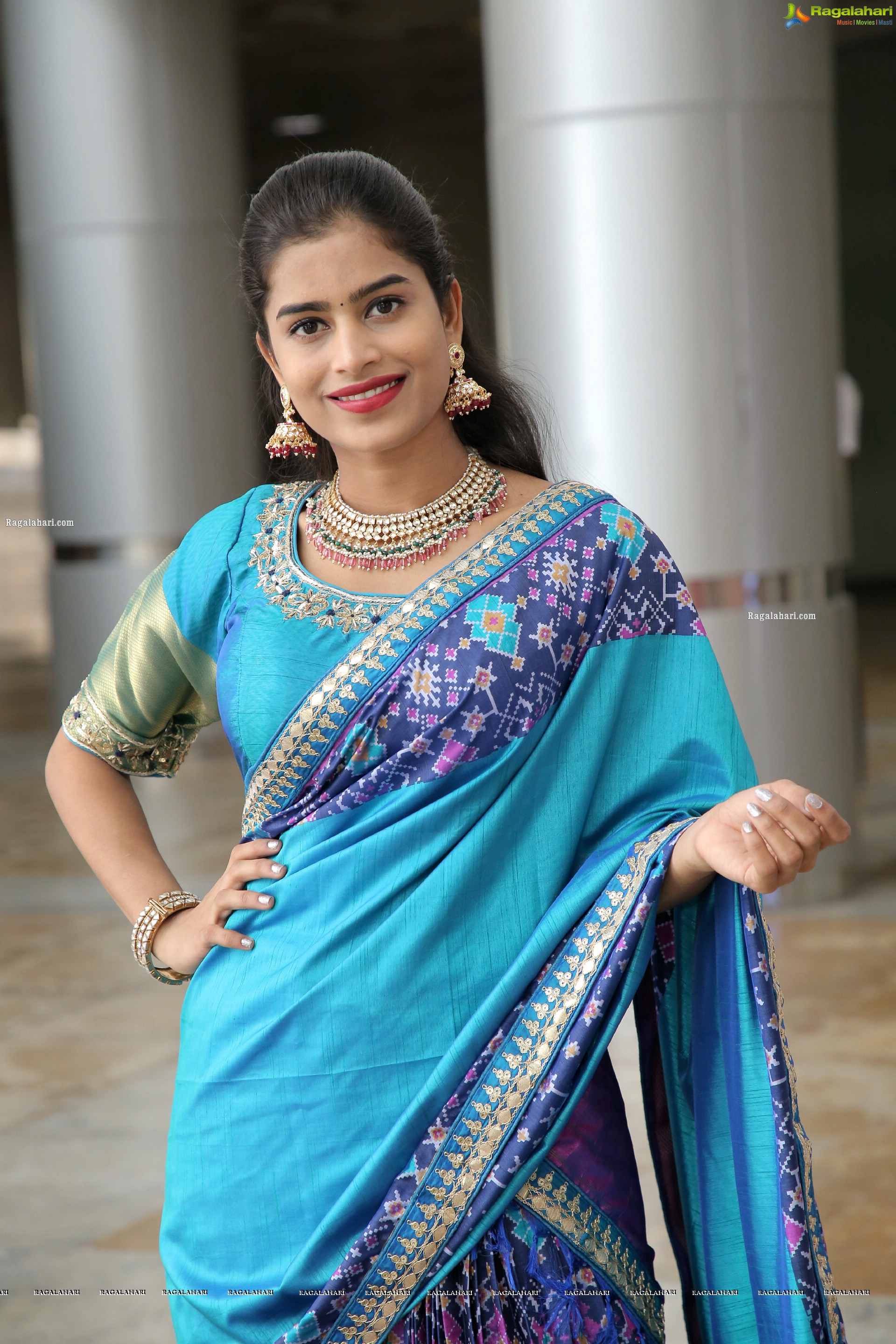 Srilekha Stills in Blue Designer Lehenga, HD Photo Gallery