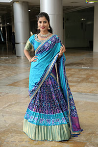 Srilekha Stills in Blue Designer Lehenga