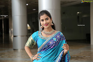 Srilekha Stills in Blue Designer Lehenga