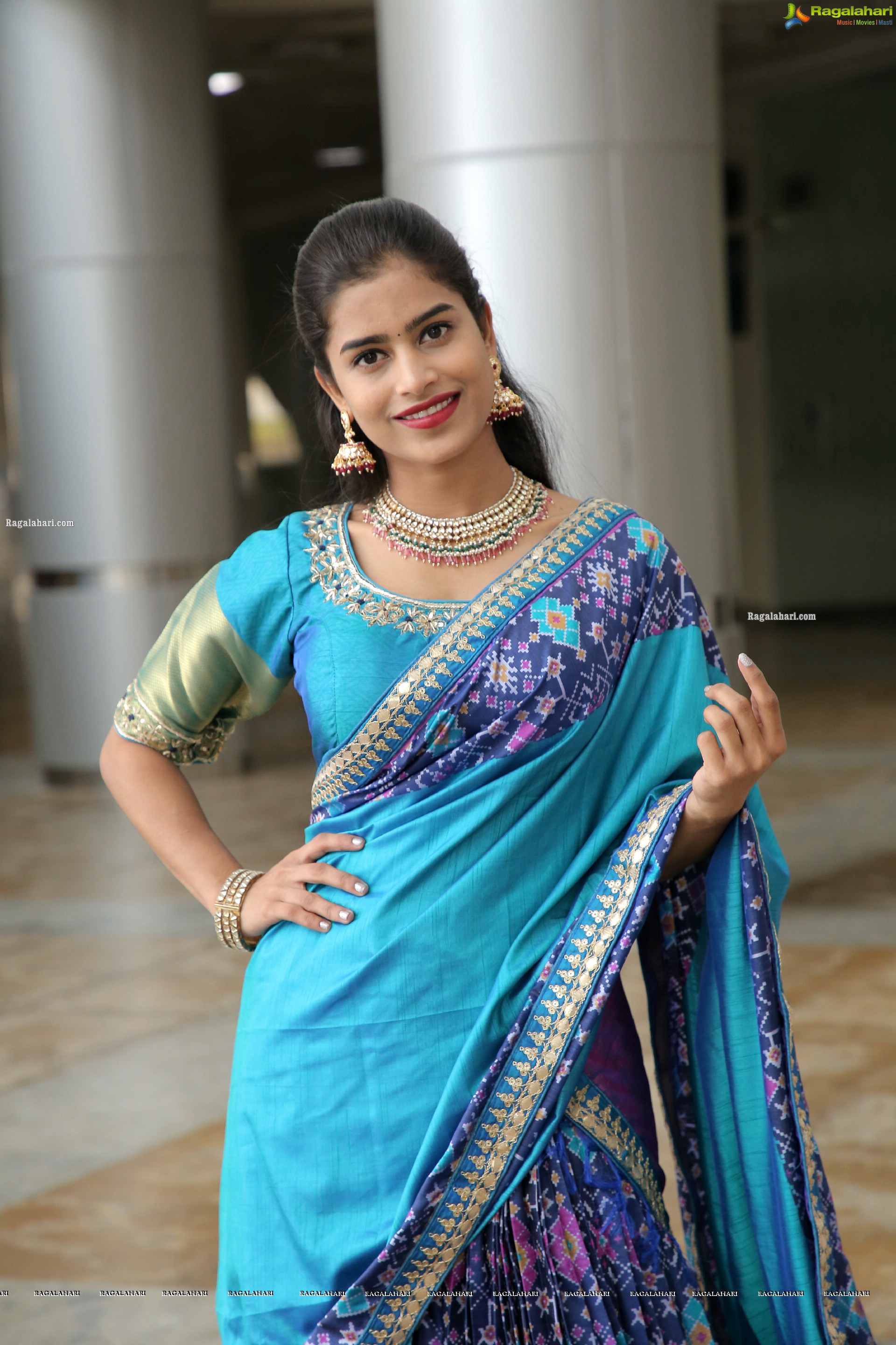Srilekha Stills in Blue Designer Lehenga, HD Photo Gallery