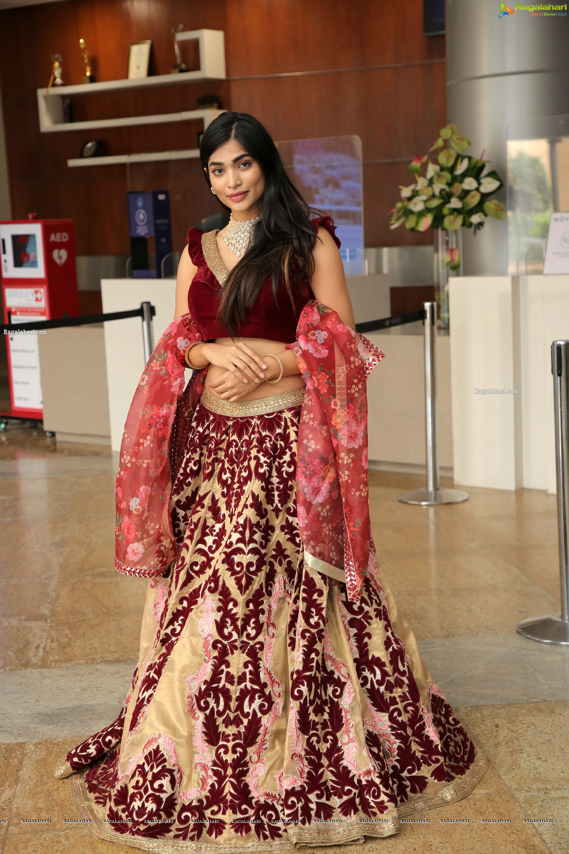 Subhashree Rayaguru in Maroon Embellished Lehenga Choli, HD Photo Gallery