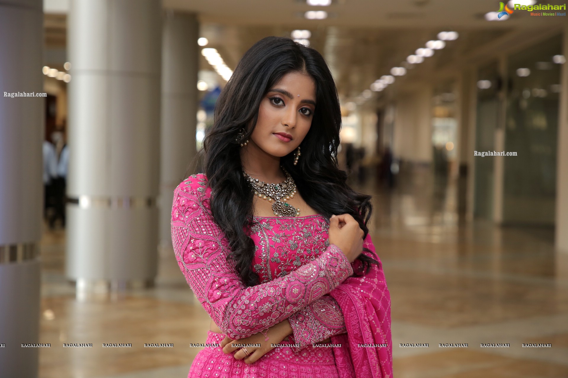 Ulka Gupta in Pink Designer Lehenga Choli, HD Photo Gallery