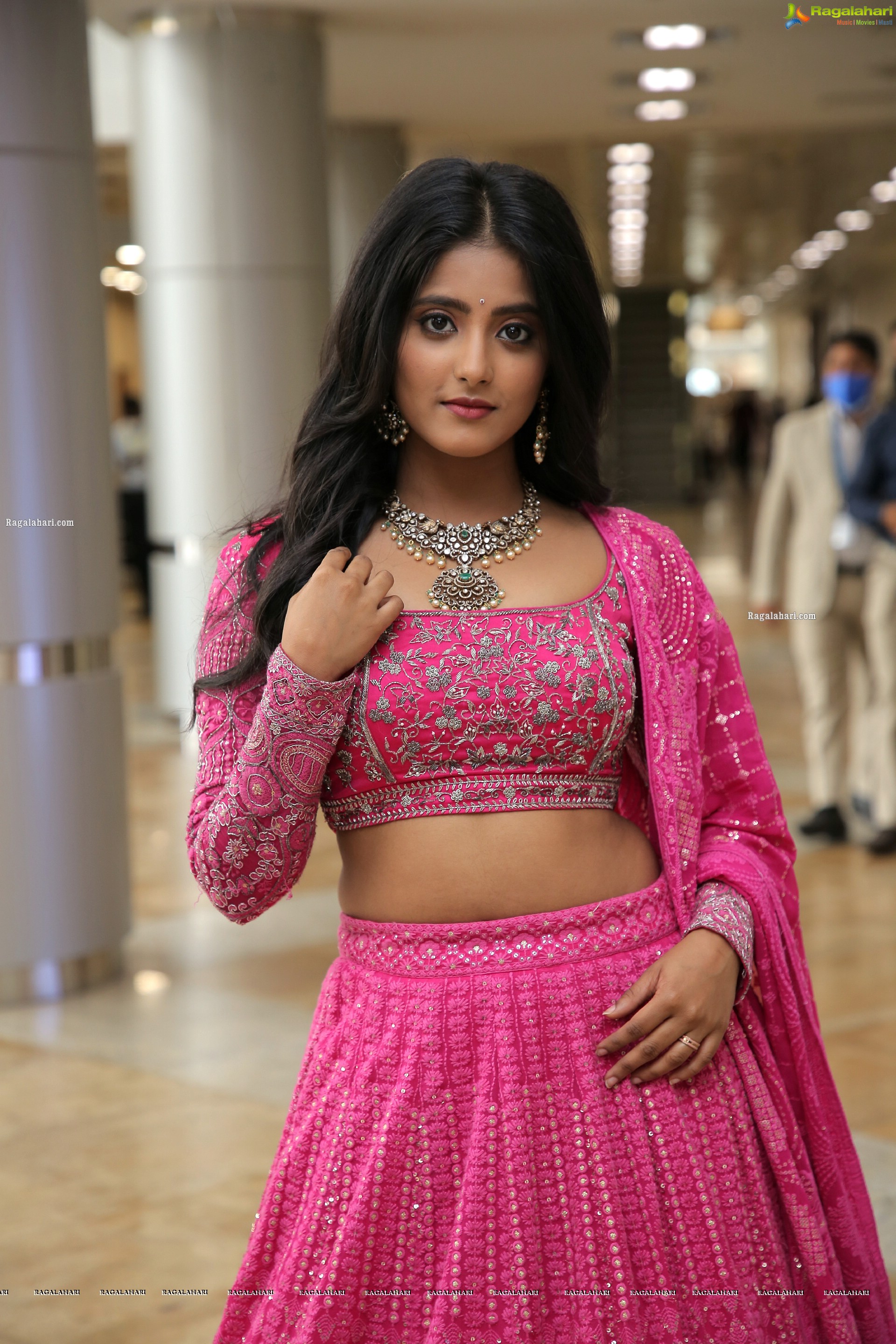 Ulka Gupta in Pink Designer Lehenga Choli, HD Photo Gallery