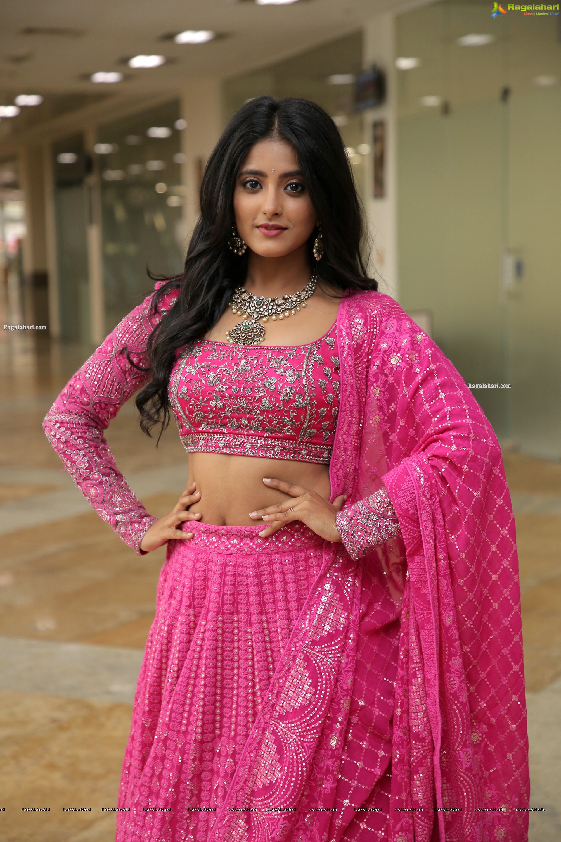 Ulka Gupta in Pink Designer Lehenga Choli, HD Photo Gallery