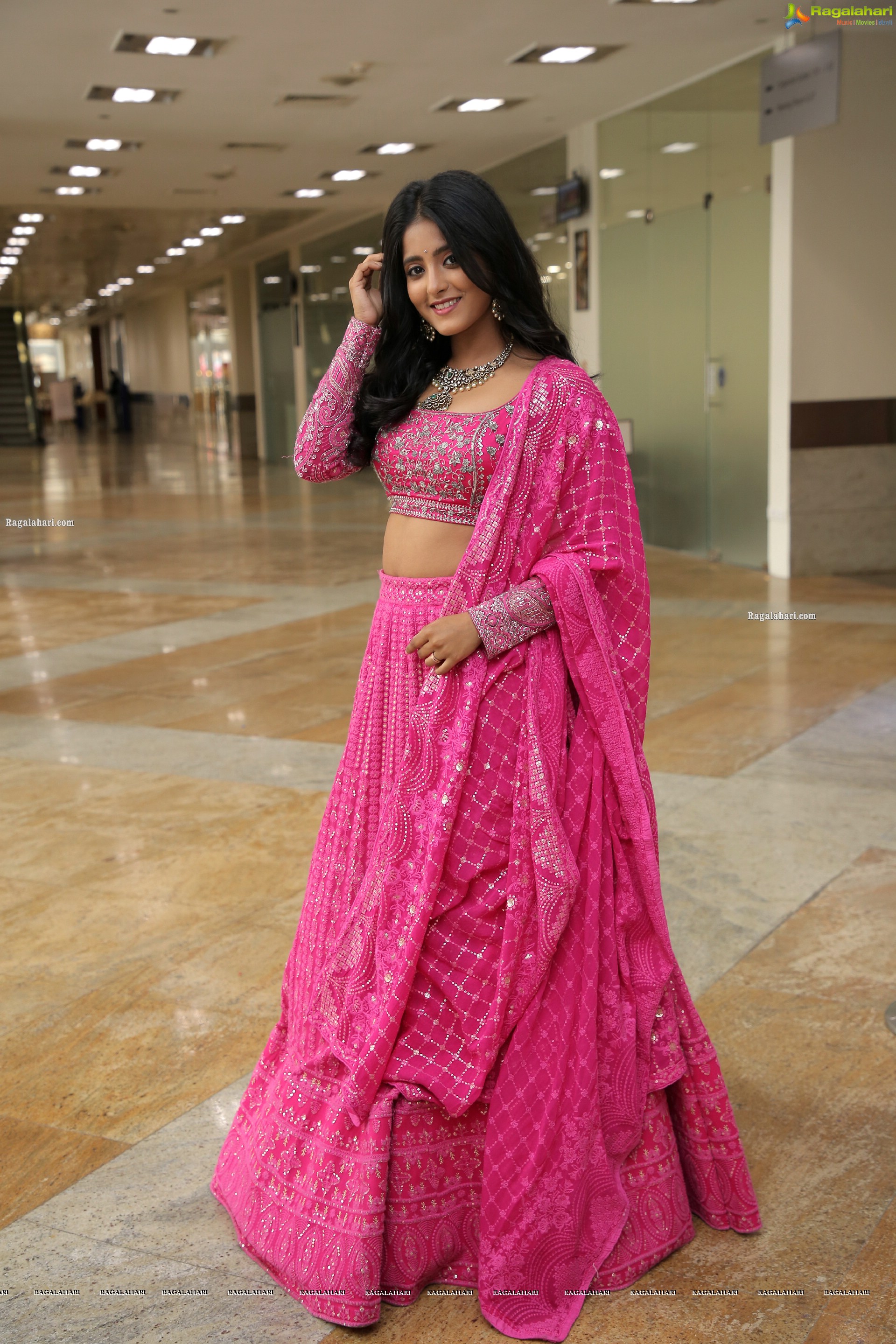 Ulka Gupta in Pink Designer Lehenga Choli, HD Photo Gallery