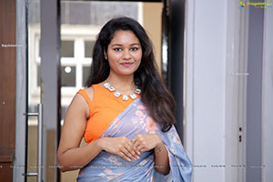 Yashaswi Shetty in Blue Floral Saree