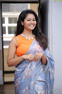 Yashaswi Shetty in Blue Floral Saree