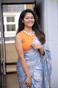 Yashaswi Shetty in Blue Floral Saree
