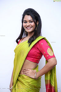 Yashaswi Shetty in Green Silk Saree