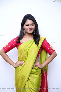 Yashaswi Shetty in Green Silk Saree