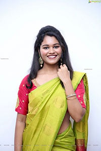 Yashaswi Shetty in Green Silk Saree