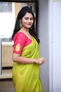 Yashaswi Shetty in Green Silk Saree