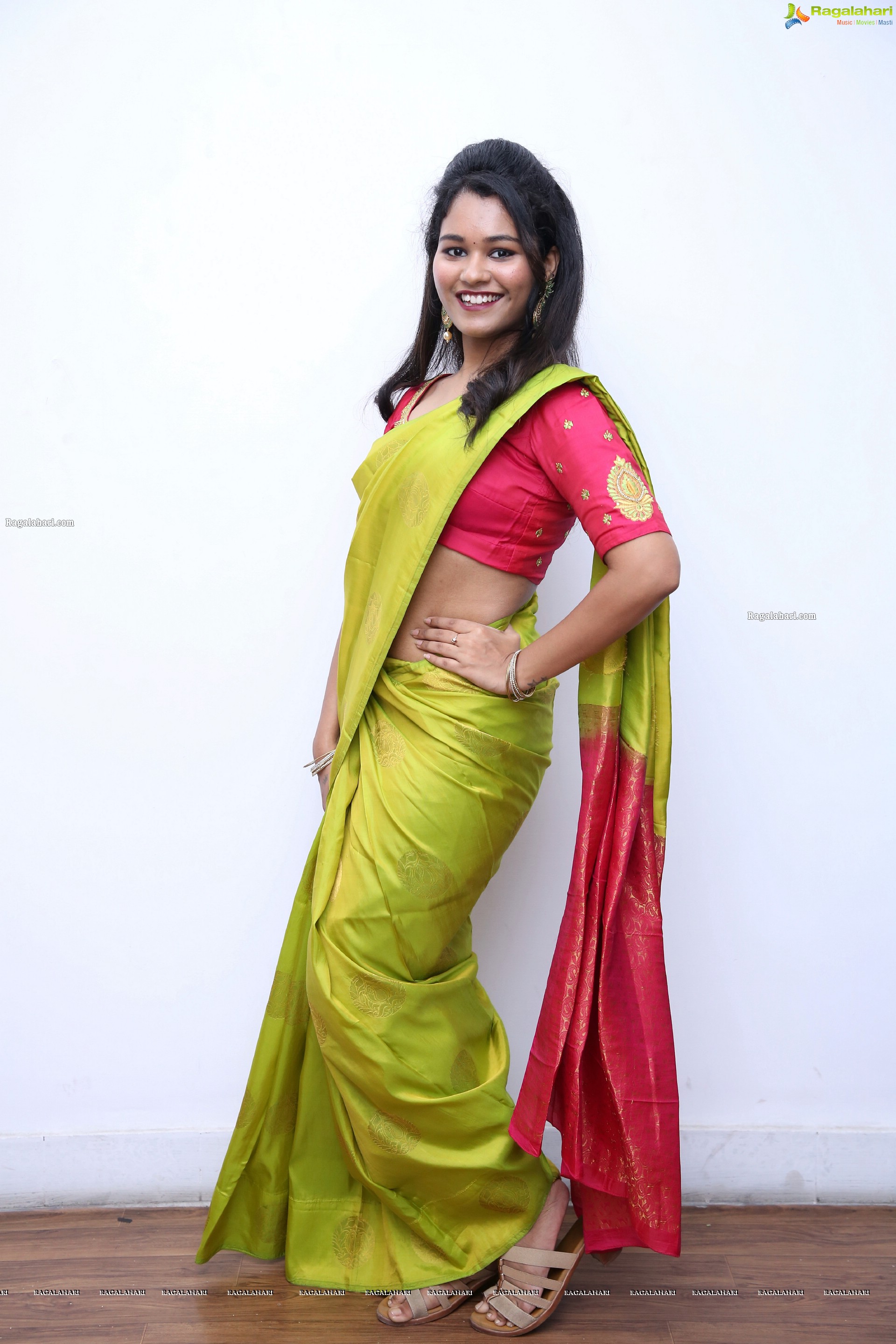 Yashaswi Shetty in Green Silk Saree, HD Photo Gallery