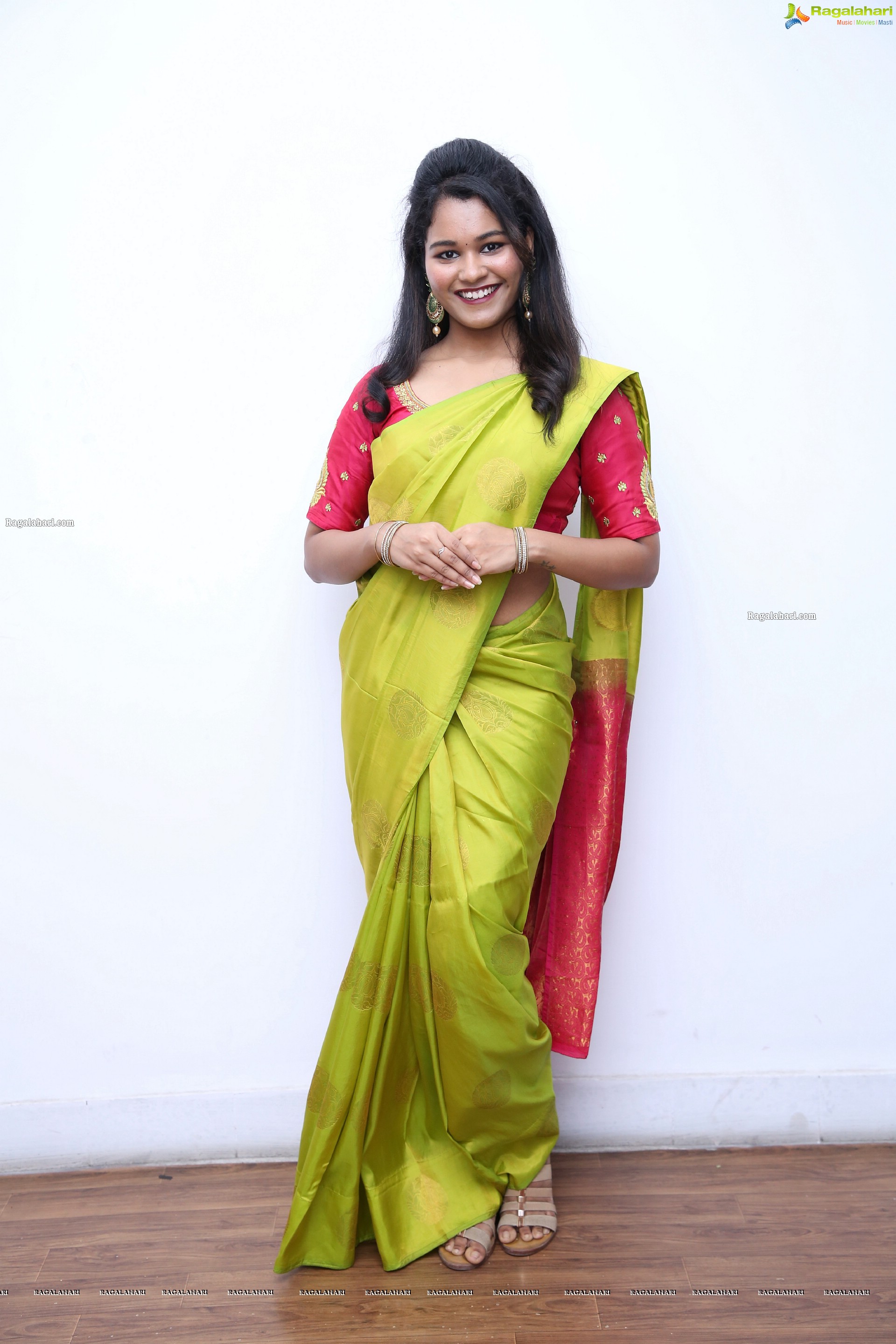 Yashaswi Shetty in Green Silk Saree, HD Photo Gallery