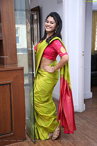 Yashaswi Shetty in Green Silk Saree