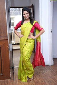 Yashaswi Shetty in Green Silk Saree