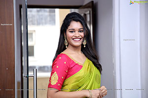 Yashaswi Shetty in Green Silk Saree