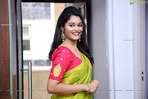 Yashaswi Shetty in Green Silk Saree